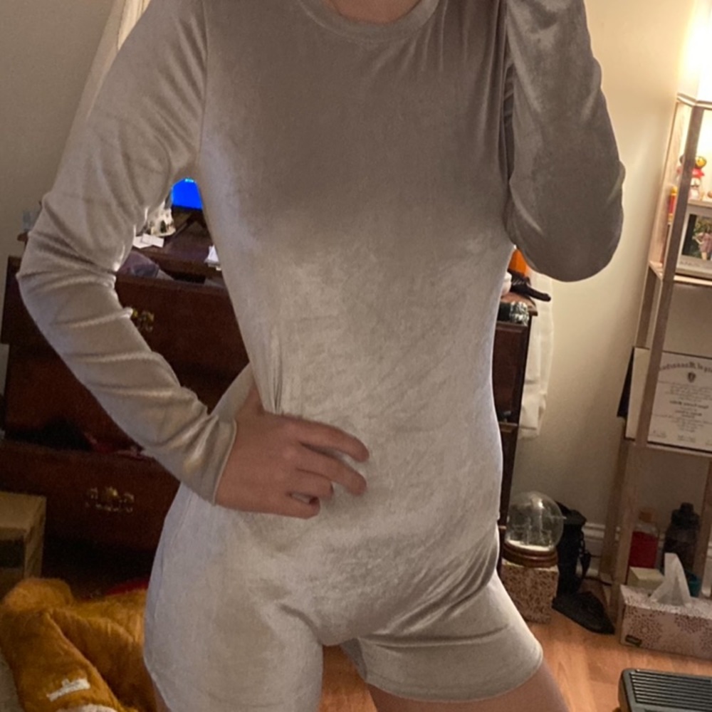 Silver velvet romper from Forever 21
